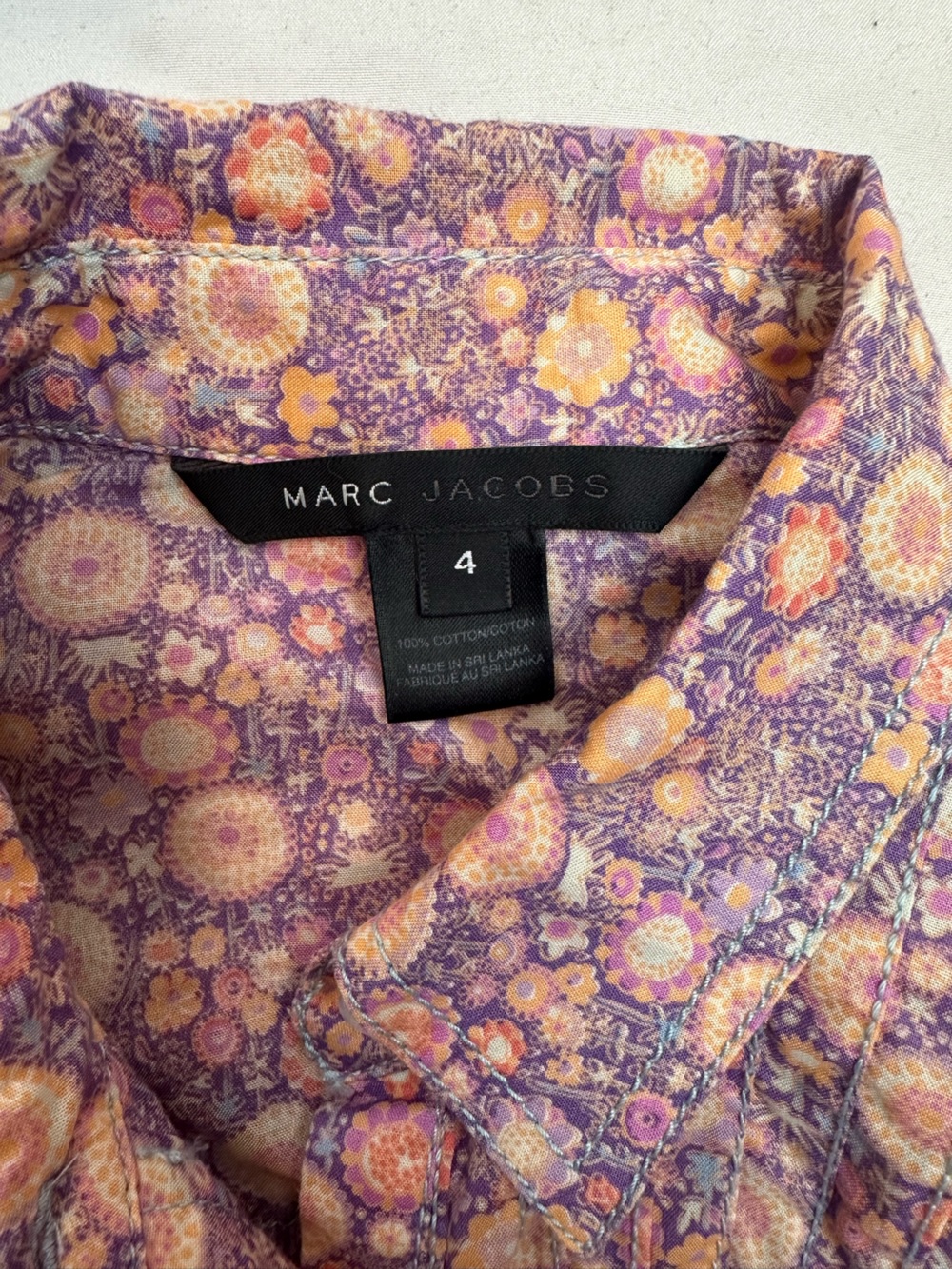 Marc Jacobs Purple Floral Cotton Button-Down Shirt 4 - Picture 5 of 5